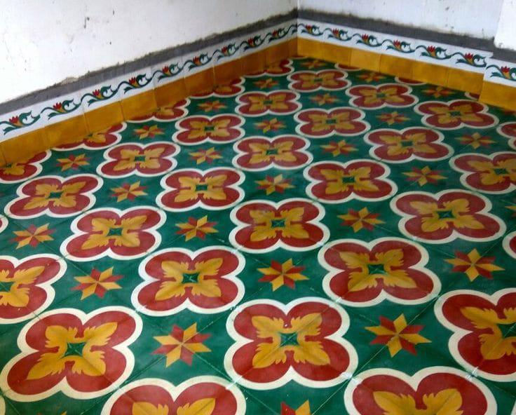 Diamond Bloom Athangudi Tiles - bharatnatural