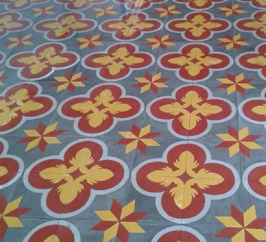 Leafy Clustor Athangudi Tiles - bharatnatural