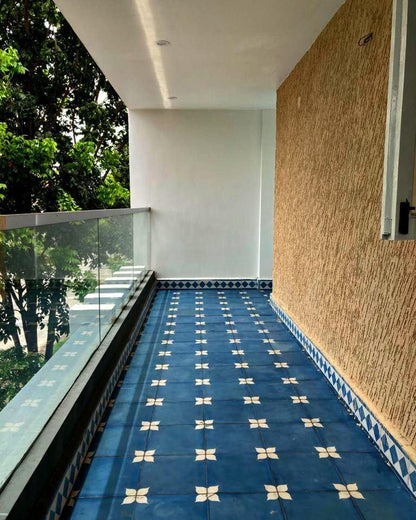 Tranquil flower athangudi tiles - bharatnatural